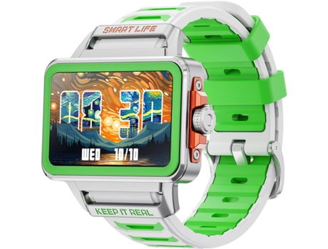 Reloj inteligente VEANXIN de 1,57 pulgadas, rastreador de ejercicios de moda juvenil - blanco y verde