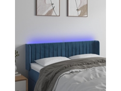 Cabecero Con Led De Terciopelo Azul Oscuro 147x16x78/88 Cm
