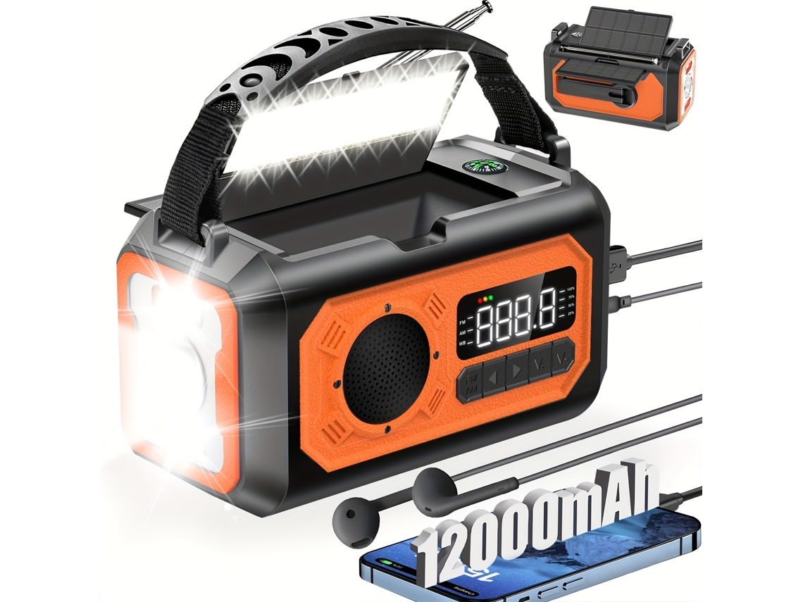 Radio Meteorológica Solar De Emergencia Con Linterna Led Mano Am/fm Radio Brújula Lámpara De Lectura/naranja Gertiz