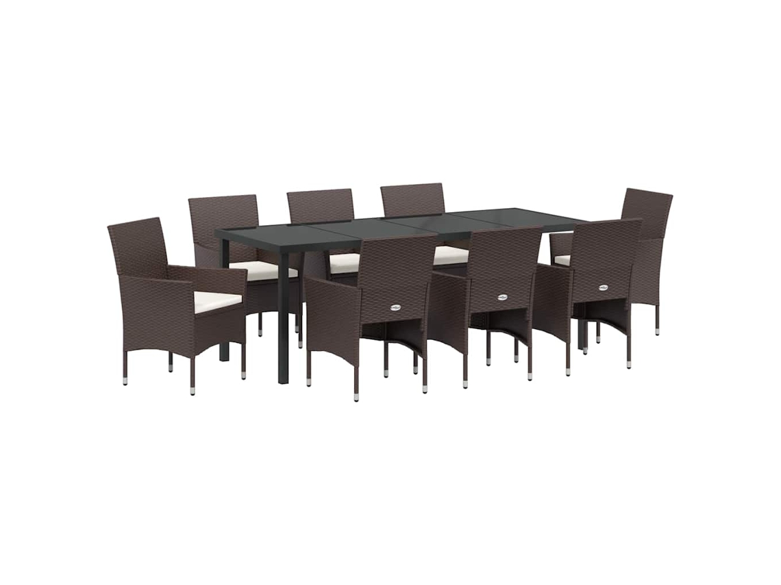 Juego de comedor de jardín de mimbre marrón de 9 piezas EXCLUSIVO DE MAISON