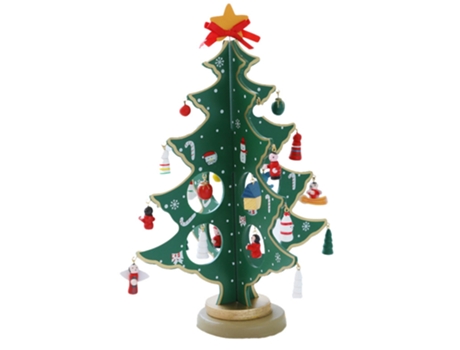Juego de juguetes de Navidad con decoración de árbol de Navidad de madera de escritorio divertido con mini adornos, estilo 5