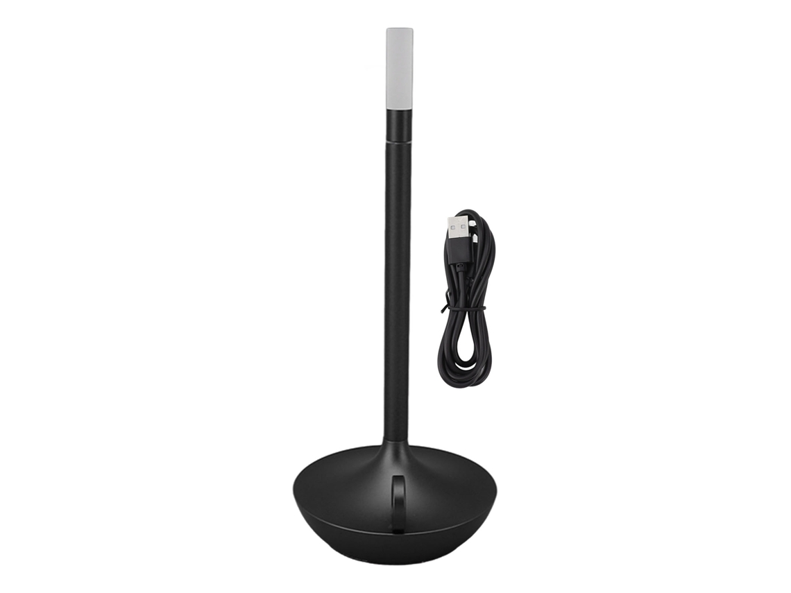 Rebe-lámpara De Mesa Inalámbrica Portátil Con Forma De Vela Led Recargable 3 Niveles De Brillo Regulable Negro