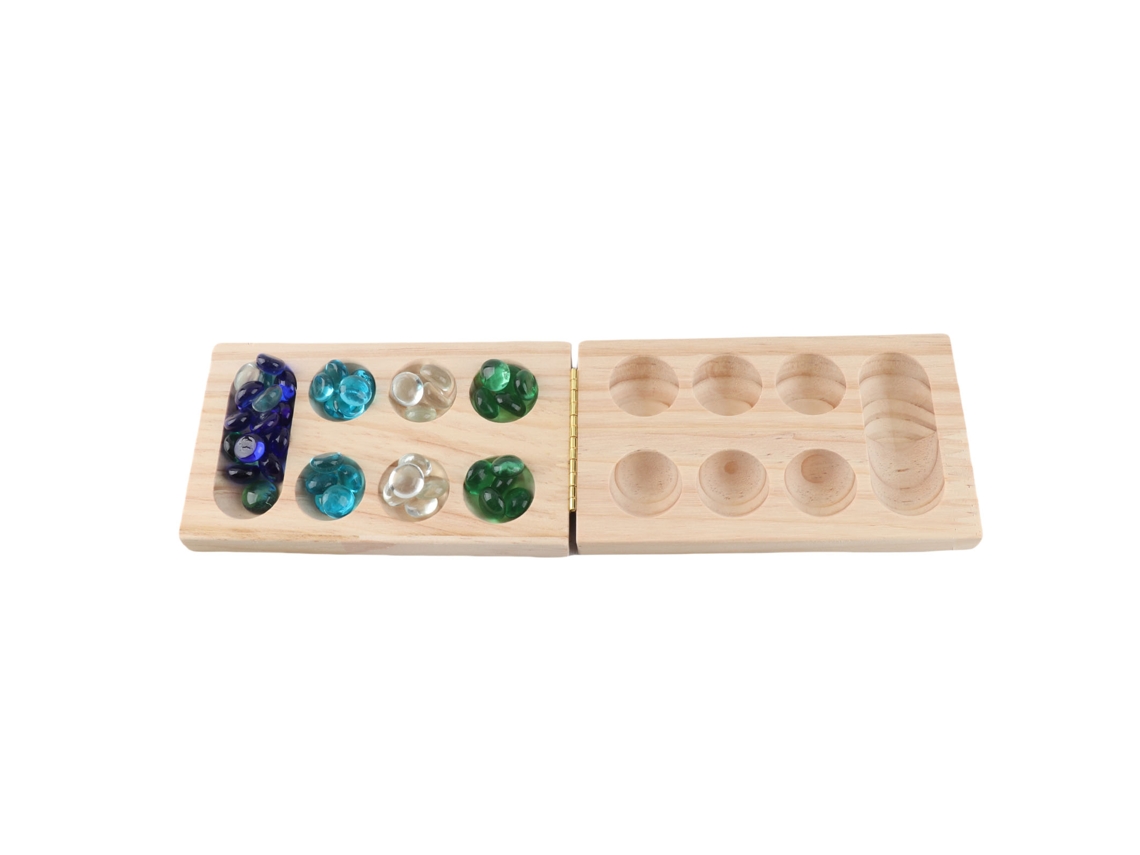 Juego Educativo De Madera Plegable Con Piedras Africanas Para Fomentar El Pensamiento Lógico Y La Interacción Familiar.