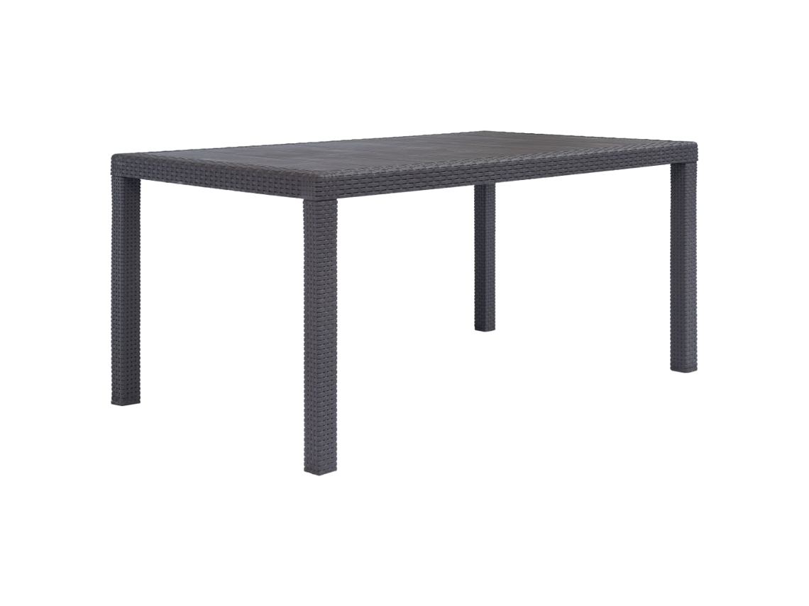 Mesa De Jardín De Plástico Aspecto Ratán Marrón 150x90x72 Cm