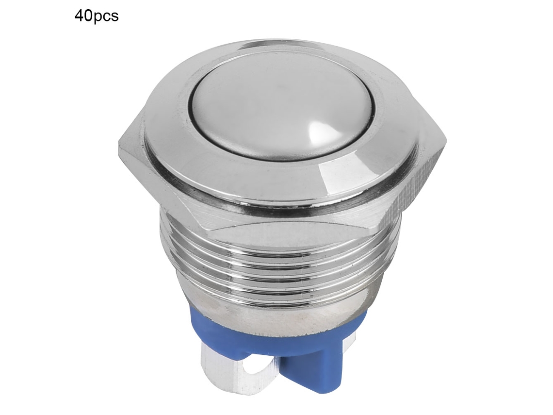 40 Unidades De Llave De Presión Momentánea Redonda Automática De Metal De 16 Mm, Resistente Al Agua, Con 2 Pasadores.