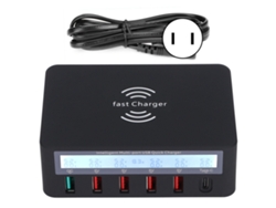 Estación De Carga Usb De 6 Puertos, Cargador Rápido Inteligente Para Múltiples Dispositivos, 100-240 V, Enchufe Estadounidense, Negro.