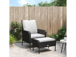 Silla de jardín de mimbre negra con reposapiés Dkd Home Decor