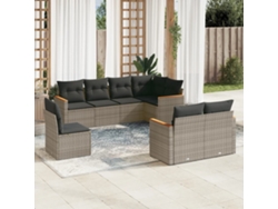 Conjunto de sofás de jardín de 8 piezas DKD Home Decor con cojines de mimbre gris
