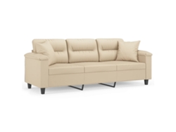 Maison Exclusive - Sofá De 3 Plazas Con Cojines Tela Microfibra Color Crema 180 Cm
