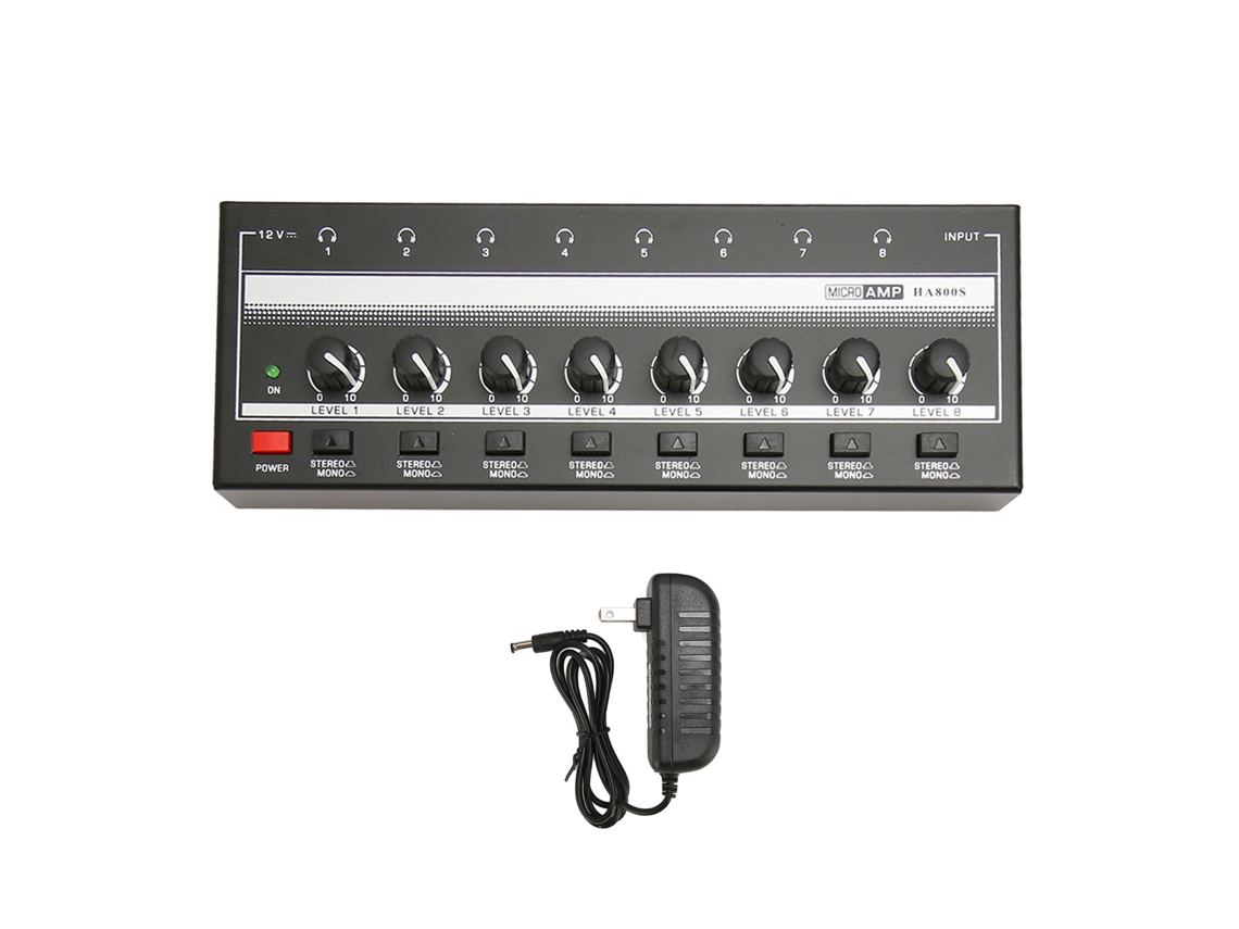 Amplificador De Auriculares Estéreo Profesional De 8 Canales, Bajo Nivel De Ruido, Alta Potencia, 100-240 V, Enchufe Estadounidense.