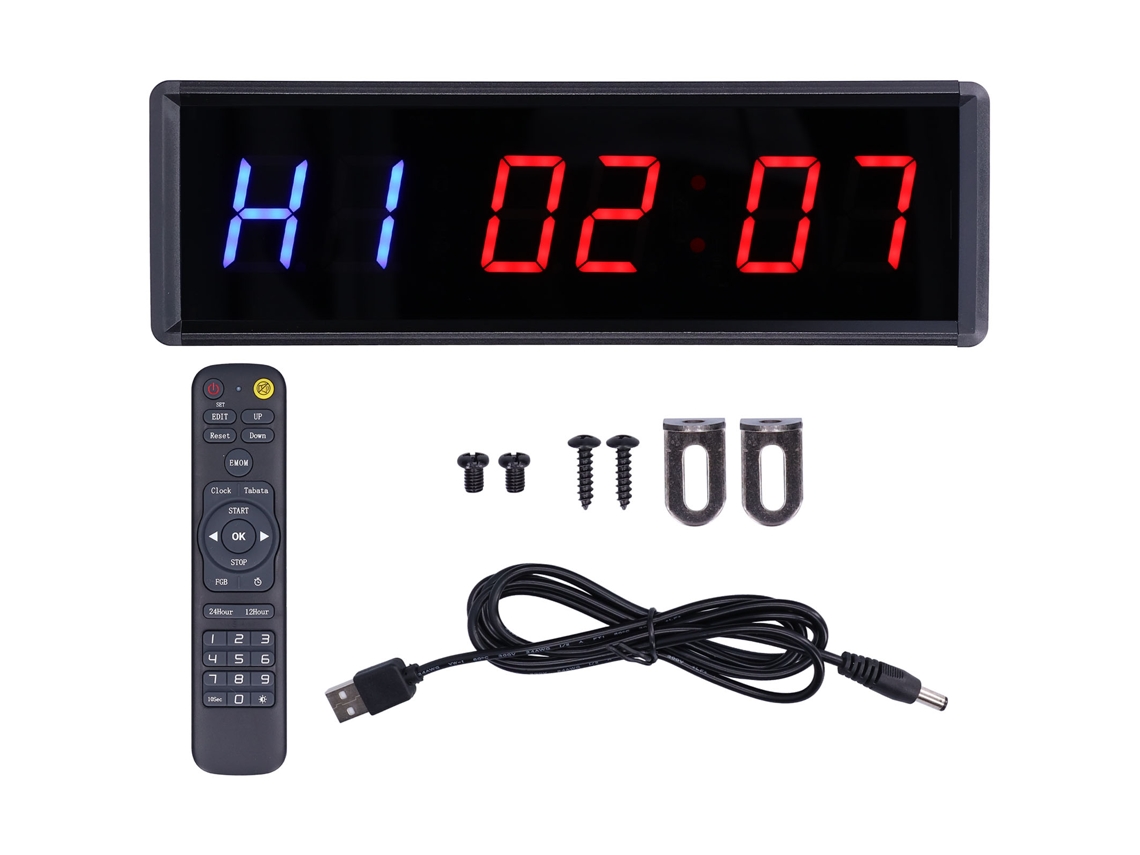 Temporizador de intervalos con pantalla digital LED, cronómetro progresivo/de cuenta regresiva de 1,5 pulgadas con control remoto para gimnasio, hogar y oficina.