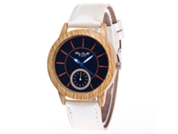 Reloj De Cuarzo Con Correa De Cuero Pu De Moda Para Mujer, Dial Redondo Simple (blanco)