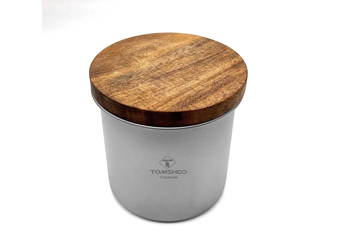 Recipiente Portátil De Titanio Para Almacenar Granos De Café Con Tapa De Madera Hermética, 125 G.