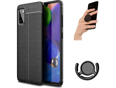 Carcasa, Popsocket y Soporte Samsung A41 Rugged Leather Negro