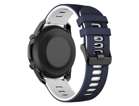 Correa de Silicona bicolor 22mm para Samsung Galaxy Watch3 45mm/Huawei Watch 3/Garmin Forerunner 255/Apex 46mm - azul medianoche/blanco