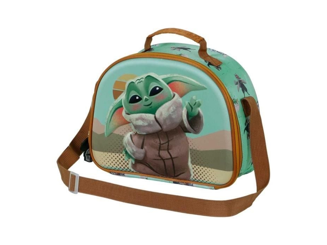 Bolsa de almuerzo infantil verde con correa sintética para el hombro de Star Wars The Mandalorian Charactermania 3D - Chaberlu
