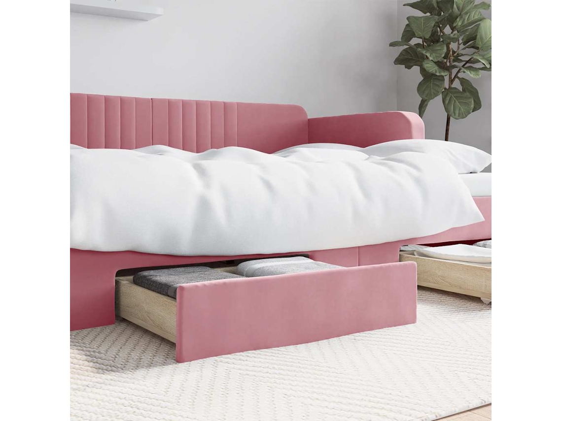 Cajones De Cama 2 Uds Madera De Ingeniería Y Terciopelo Rosa