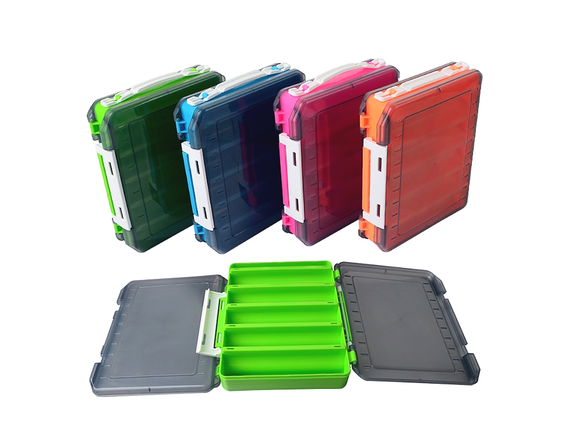 Caja De Aparejos De Pesca Dúplex, Organizador Para Accesorios, Señuelos Y Anzuelos, Con Compartimentos Y Asa.
