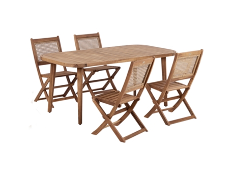 Conjunto de Comedor para 4 Personas BELIANI Paraggi de Madera de Acacia Madera Clara 180X90X77