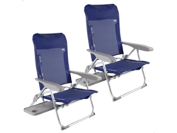 Aktive Set 2 Sillas Playa Multiposición Plegable Con Mesa Y Cojín