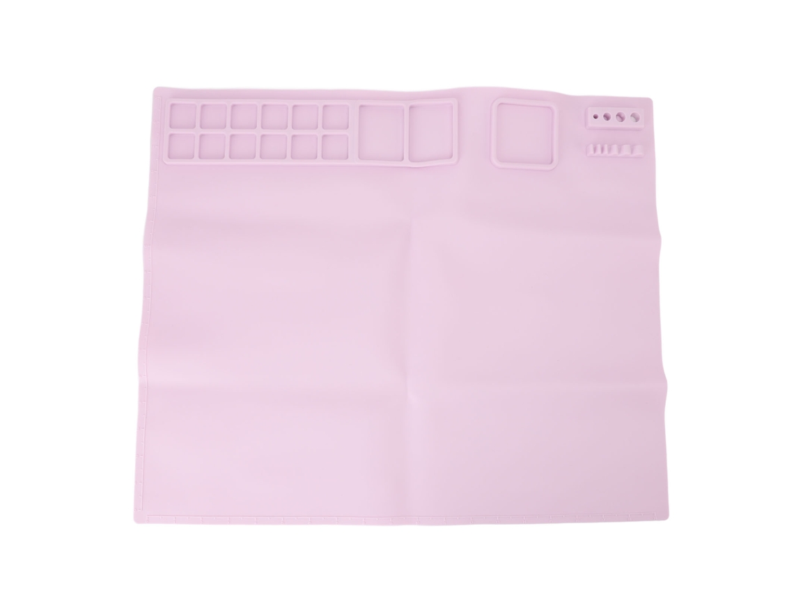 Tapete De Pintura De Silicona De 51x42,6 Cm, Rosa, Flexible Y Reutilizable Con Paleta Para Niños.