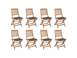 Sillas plegables de exterior de acacia maciza de 8 piezas con cojines DKD Home Decor