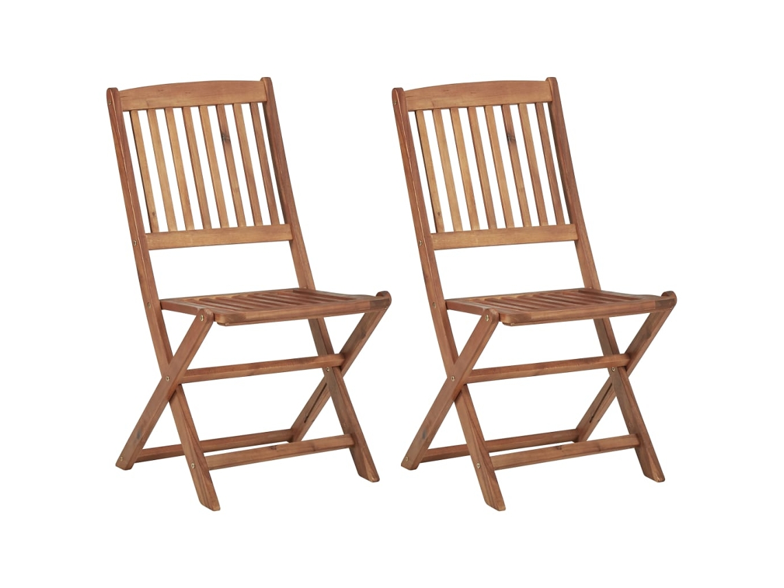 Juego de 2 sillas de jardín plegables con cojines de acacia maciza MAISON EXCLUSIVE (2 uds.)