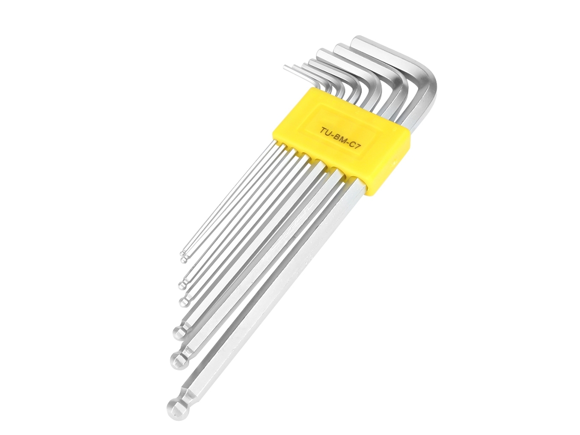 Juego de 7 llaves Allen con punta esférica extendida, kit de reparación profesional, herramienta manual