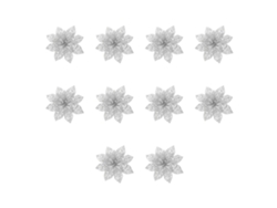 Brillo de Flores de Navidad INF (10 Piezas - Plástico - Plateado)