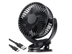 Ventilador Usb De 5 Pulgadas Con Clip, Batería Integrada De 4000 Mah, 3 Velocidades Y Rotación Bidireccional De 360°.