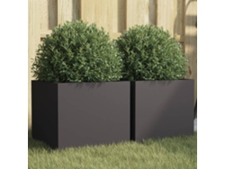 Jarrones/jardineras 2 uds 32x30x29 cm acero negro Dkd Home Decor