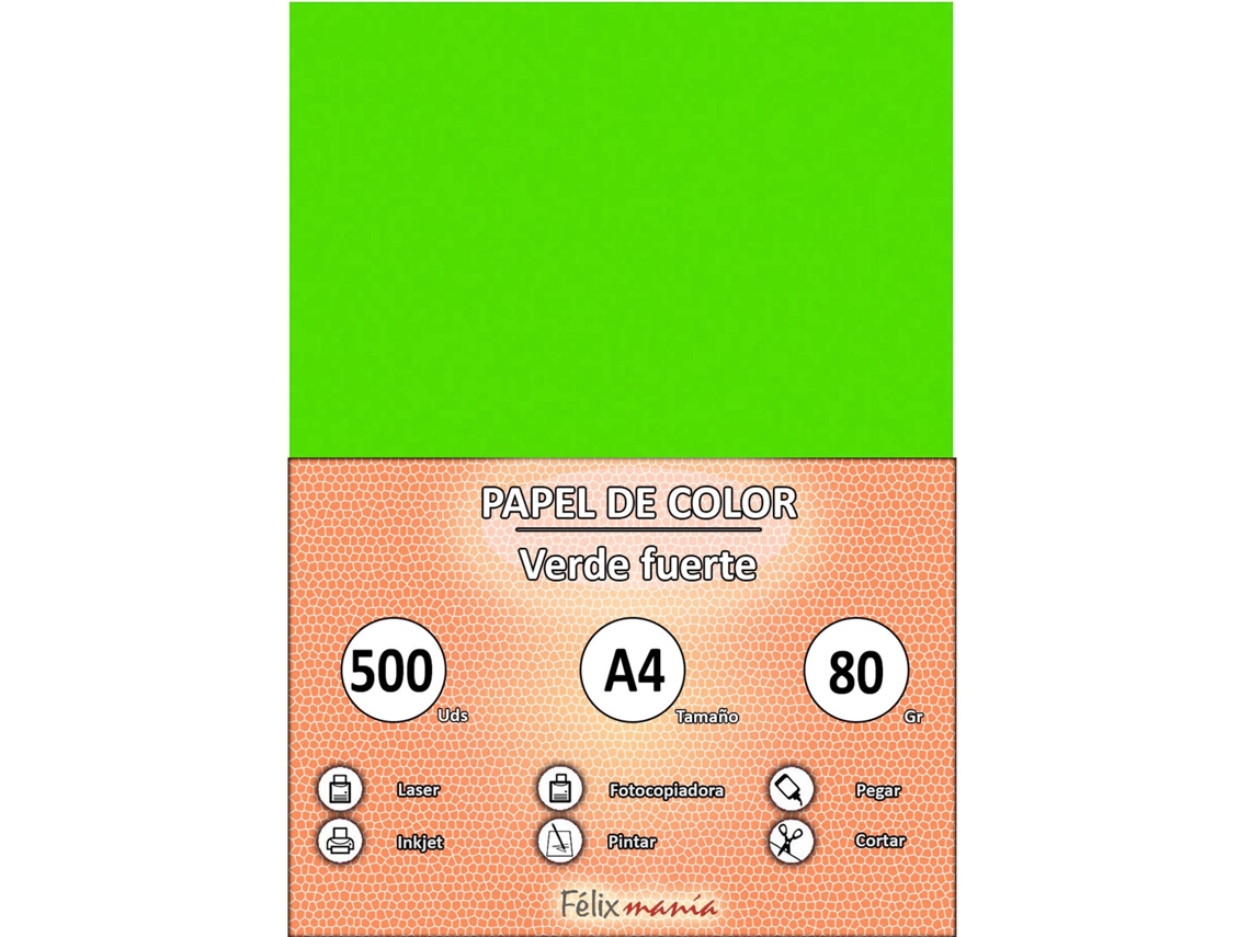 80Gr A4 Papel Verde Fuerte 500 Hojas