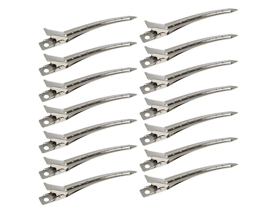 24 Pinzas De Acero Inoxidable Con Forma De Pico De Pato De 8,9 Cm Para Peinar Y Teñir El Cabello - Plateadas
