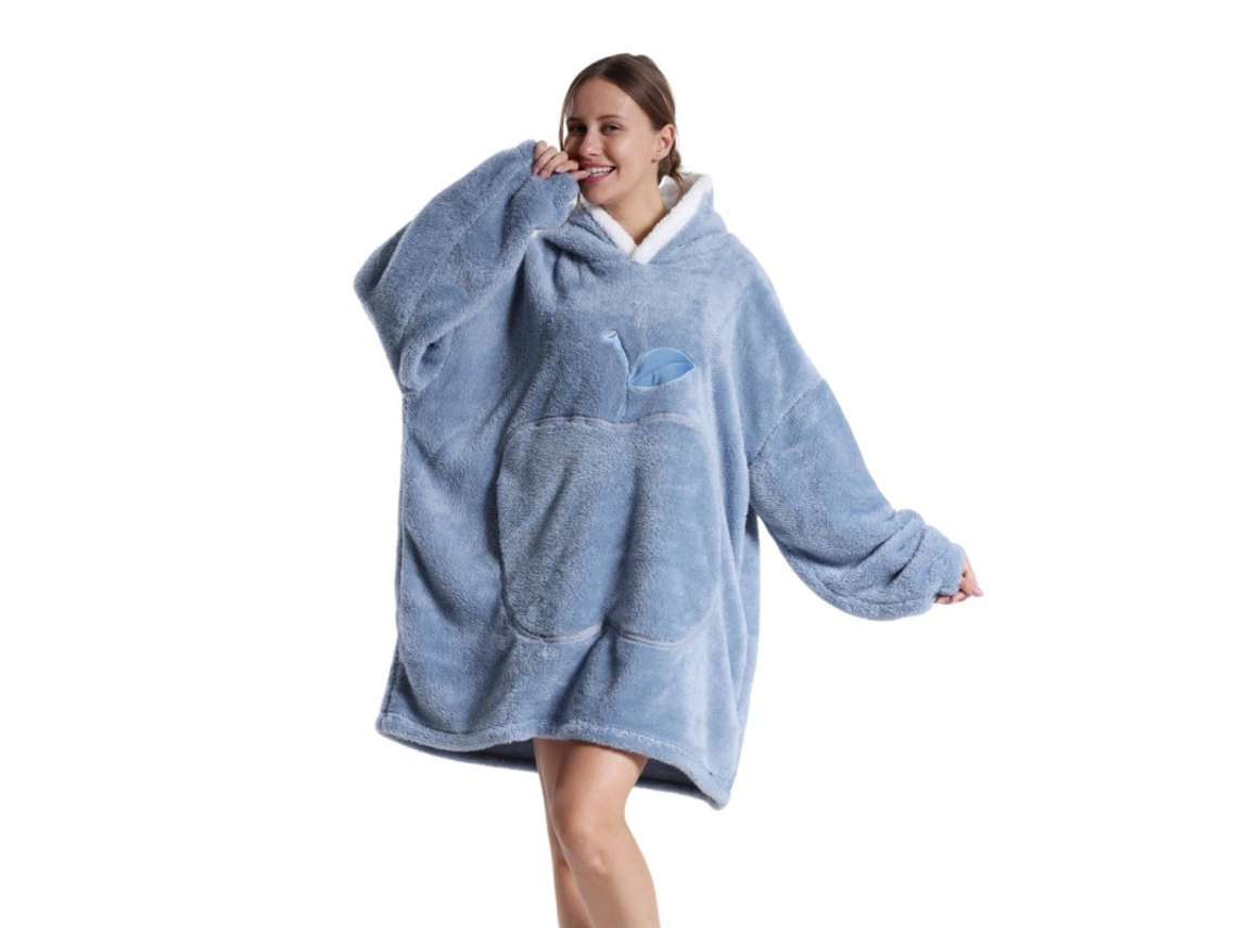 Manta Con Capucha, Sudadera Con Capucha De Felpa, Manta Ponible, Bata De Baño Unisex (azul) Cuich