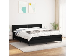 Cama Box Spring Con Colchón Tela Negro 180x200 Cm