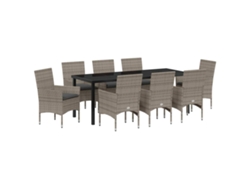 Maison Exclusive - Conjunto De Comedor De Jardín 9 Pcs Gris Ratán Sintético