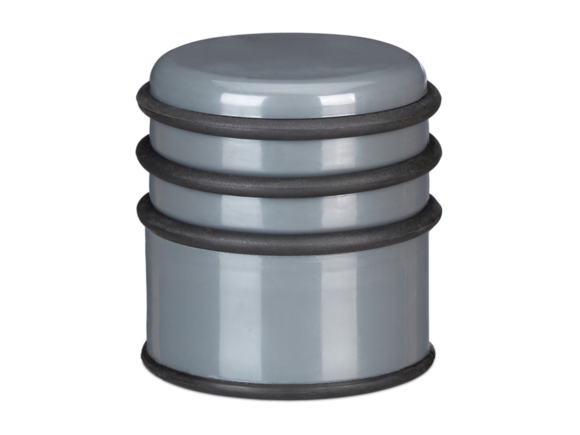 Relaxdays Tope De Puertas, Pesado, Para Puertas Y Ventanas,∅ 7 Cm, 3 Anillos De Goma, Gris Oscuro