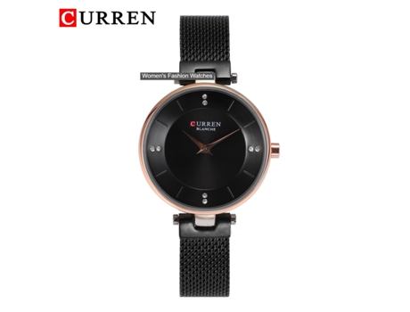 Relojes de Moda para Mujer, Relojes de Cuarzo para Mujer Reloj de Pulsera con Correa de Acero Inoxidable Relojes de Ocio-Concha Rosa Negra LUUCOZK