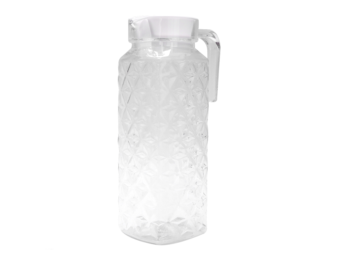 Botella De Zumo De Acrílico Transparente De 1,1 L Con Diseño De Rombos. Utensilio De Cocina.