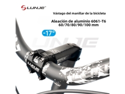 Potencia de bicicleta de 17°, 31,8 mm, para manillar de bicicleta de montaña o carretera, de 60 a 100 mm, de aleación de aluminio, ligera y con elevador.