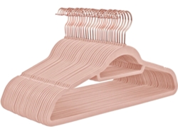 Perchas de terciopelo lujosas, resistentes y antideslizantes para abrigos y vestidos con gancho giratorio de 360 grados para organizar el armario, color rosa