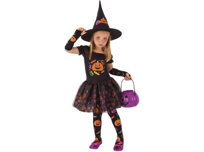Disfraz de Niña DISFRAZZES Bruja Calabaza Negro Y Naranja (Talla: 3 a 4 años)