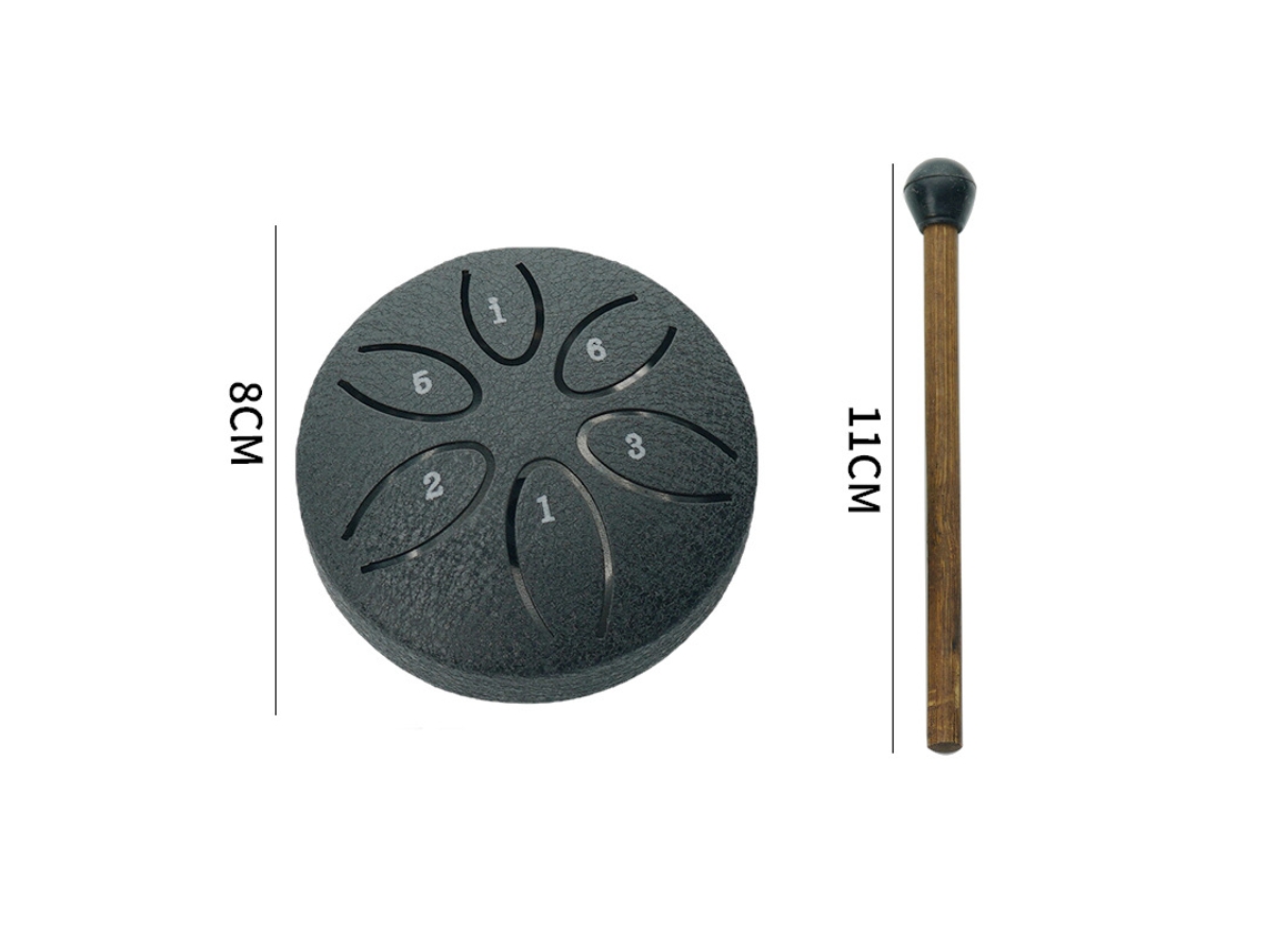 Tambor Handpan Digitallab de 3 pulgadas con 6 notas más pequeñas para bebés, incluye baquetas (negro).