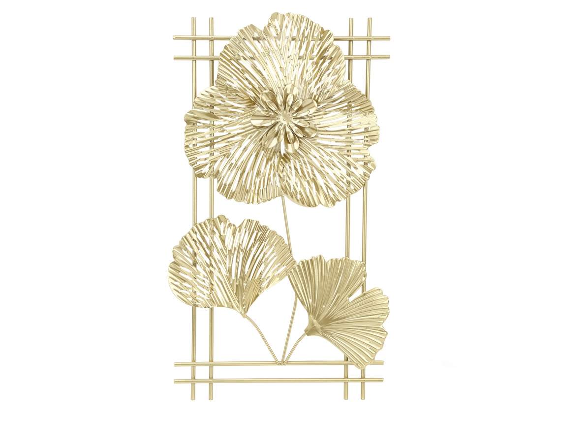 Decoración De Pared De Hierro 3d Con Forma De Hoja De Ginkgo Dorada Para Sala De Estar Y Oficina.