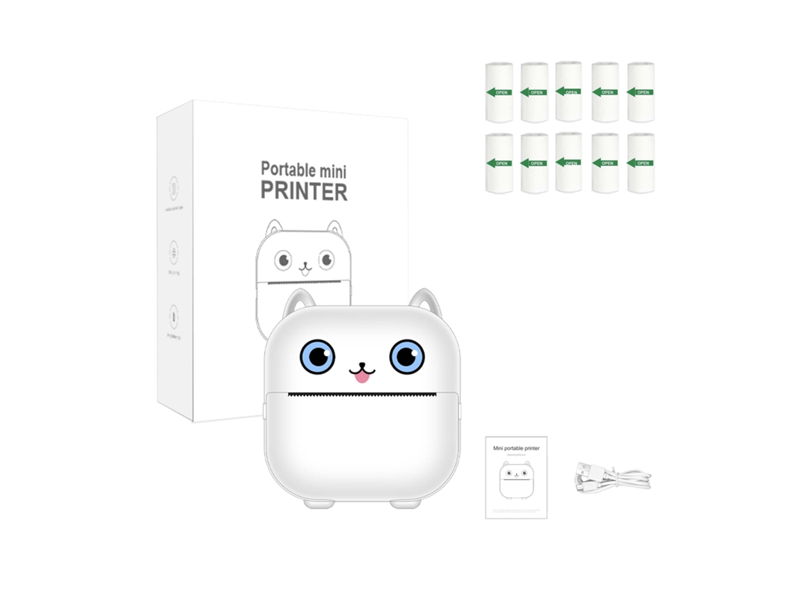 Impresora Térmica Portátil Bluetooth X15 Blanca (10 Rollos De Pegatinas) SIURN