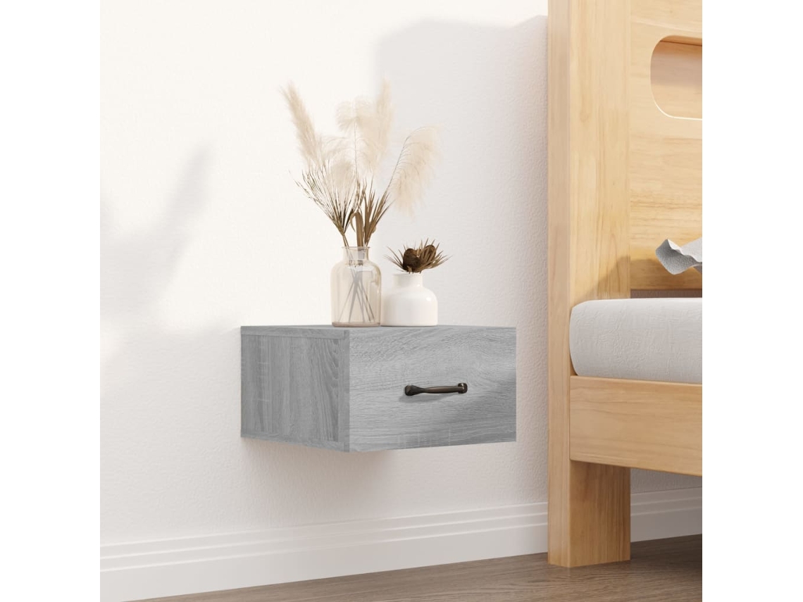 Mesa de Cabeceira LOVELY HOME Mesinha Montagem na Parede 35X35X20Cm Cinzento Sonoma