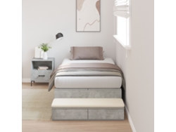 Marco De Cama Con Almacenamiento Gris Concreto Madera De Calidad