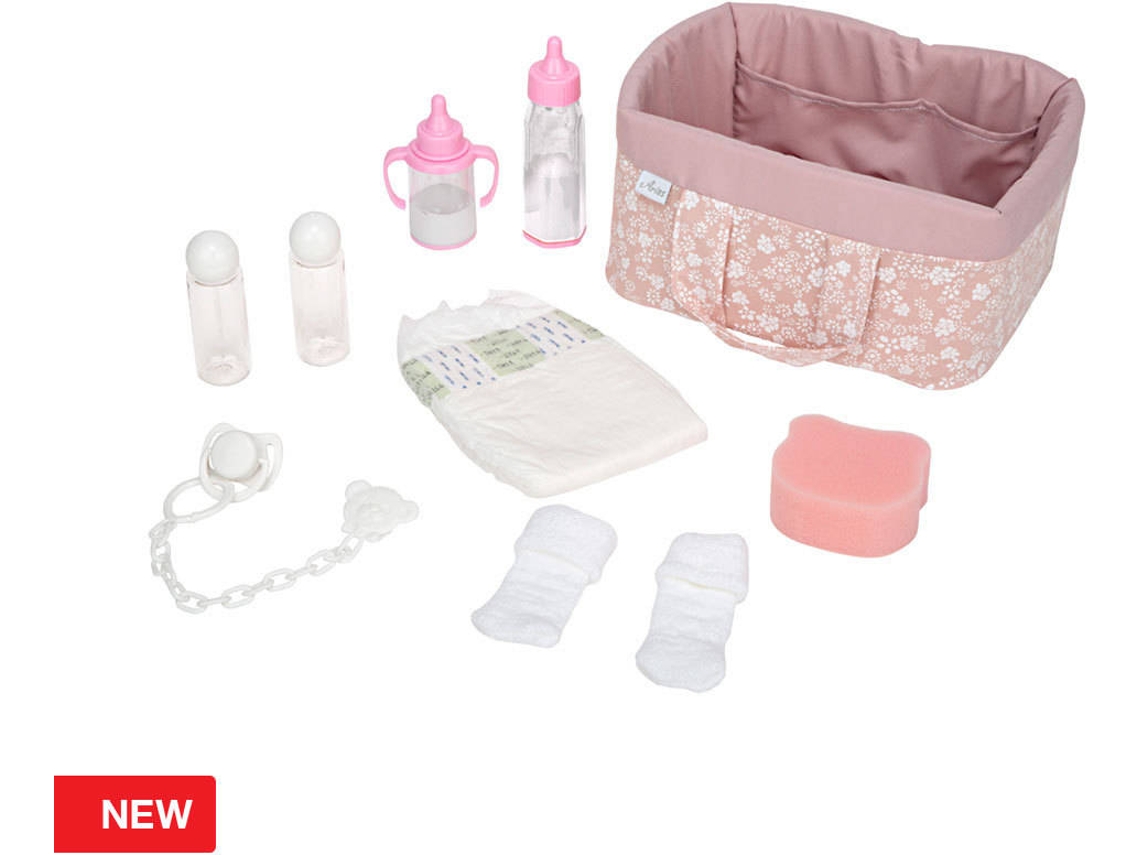 Accesorio de Muñecas ARIAS Canastilla Elegance c/ Accesorios 10x1 Rosa (3 Años - 23 x 18 x 11,5 cm)