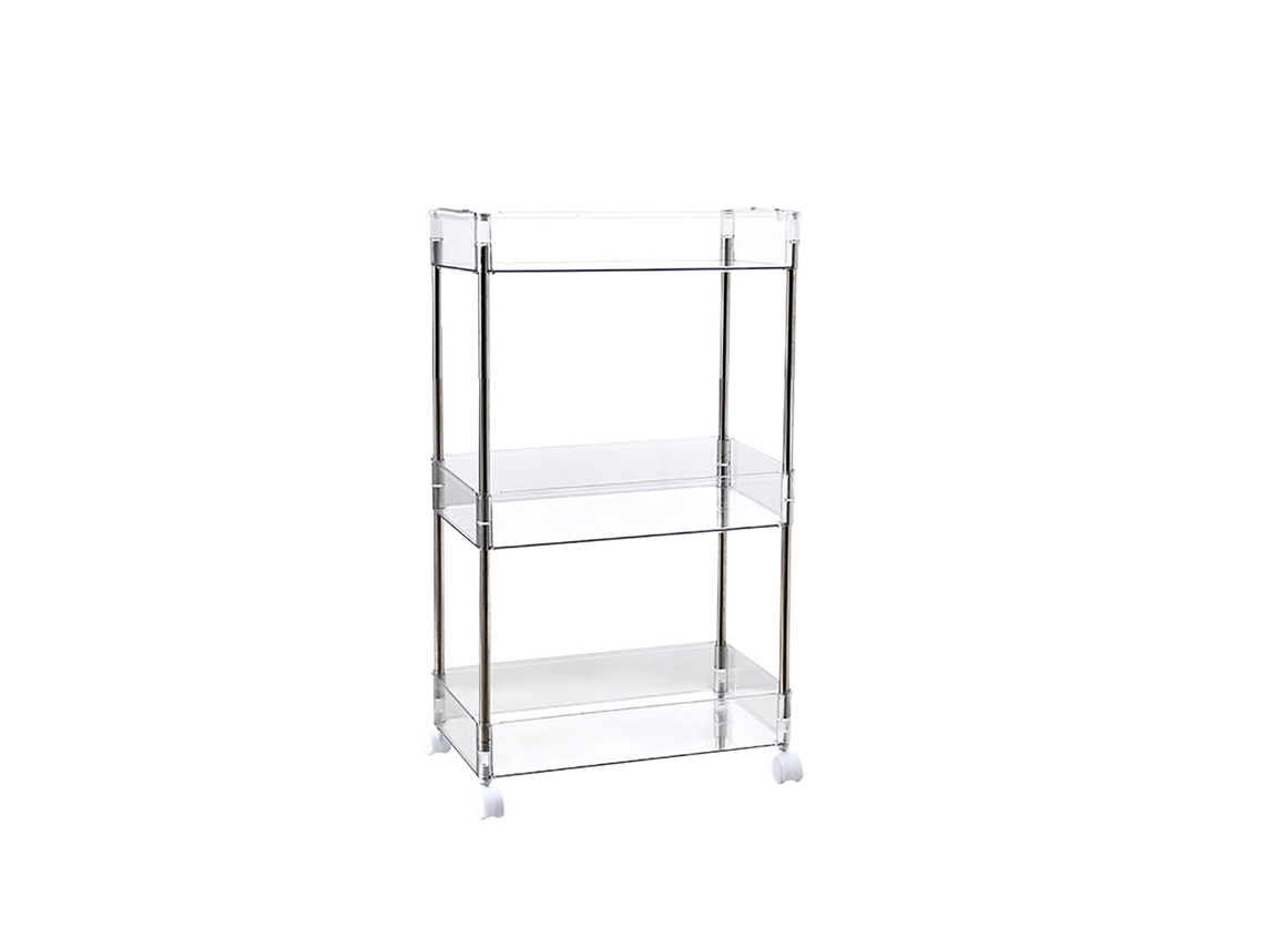 Estantería Transparente De 3 Niveles Con Ruedas Para Dormitorio, Ideal Para Azúcar Y Cosméticos, 62 X 37 X 20,5 Cm.