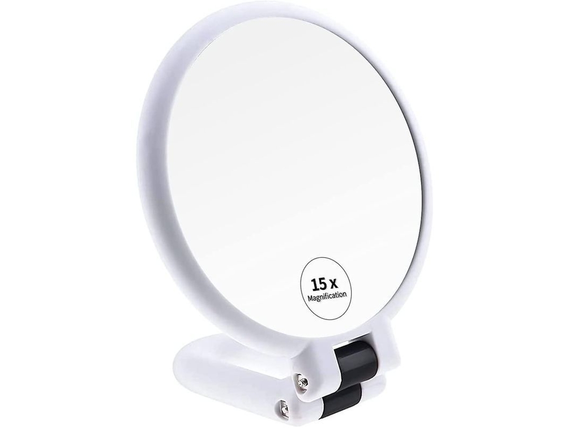 Espejo De Mano Con Aumento De 15x, Plegable, De Alta Definición, Giratorio 360°, Ideal Para Viajes Y Uso Sobre Mesa.